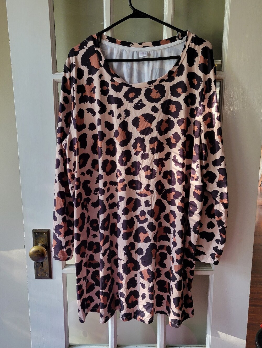 Nanu Womens Leopard Print Tunic Top Long Sleeve 3x Casual Wear Soft Stretch